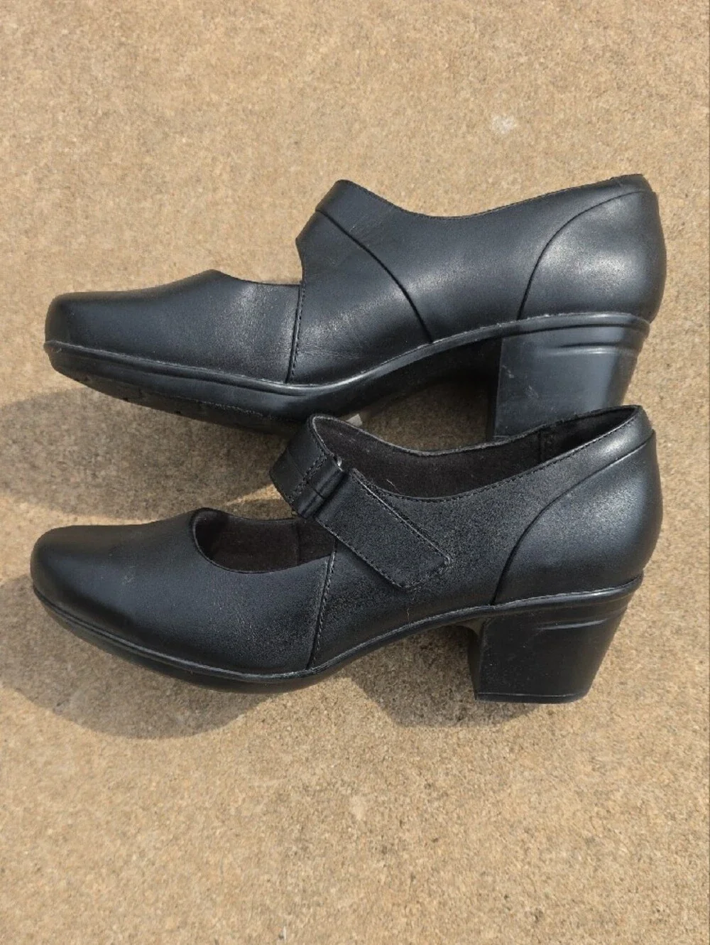 Clarks Women's Black Mary Jane Strap Heels